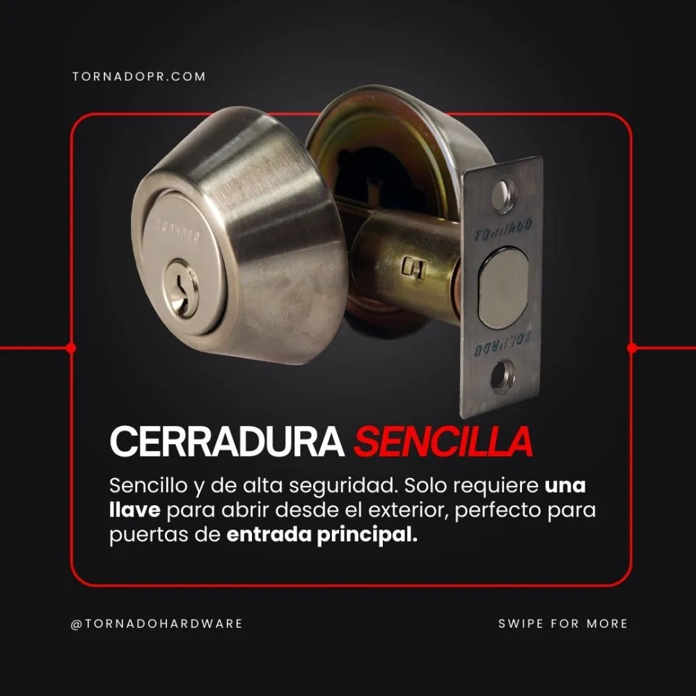 Variedad de cerraduras sencillas (deadbolt) Tornado — Mora Plumbing Caguas