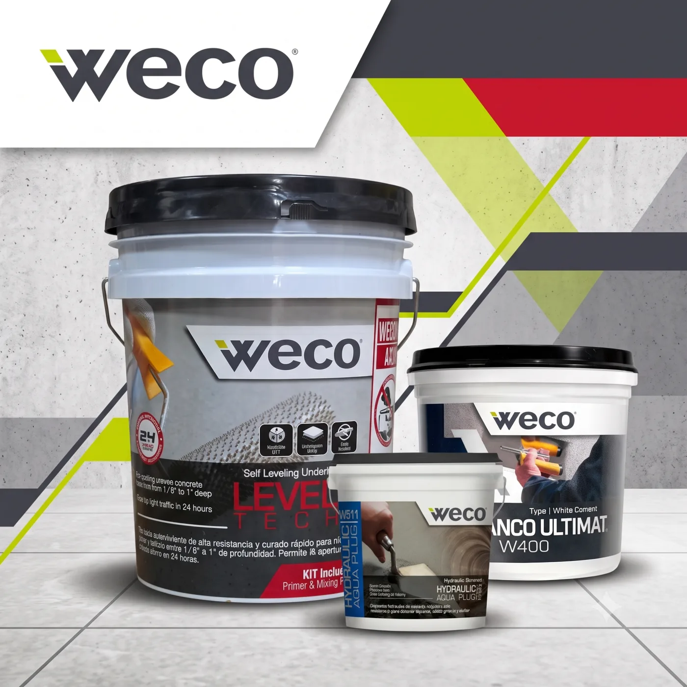 Gran variedad de cementos y niveladores WECO WECO — Mora Plumbing Caguas